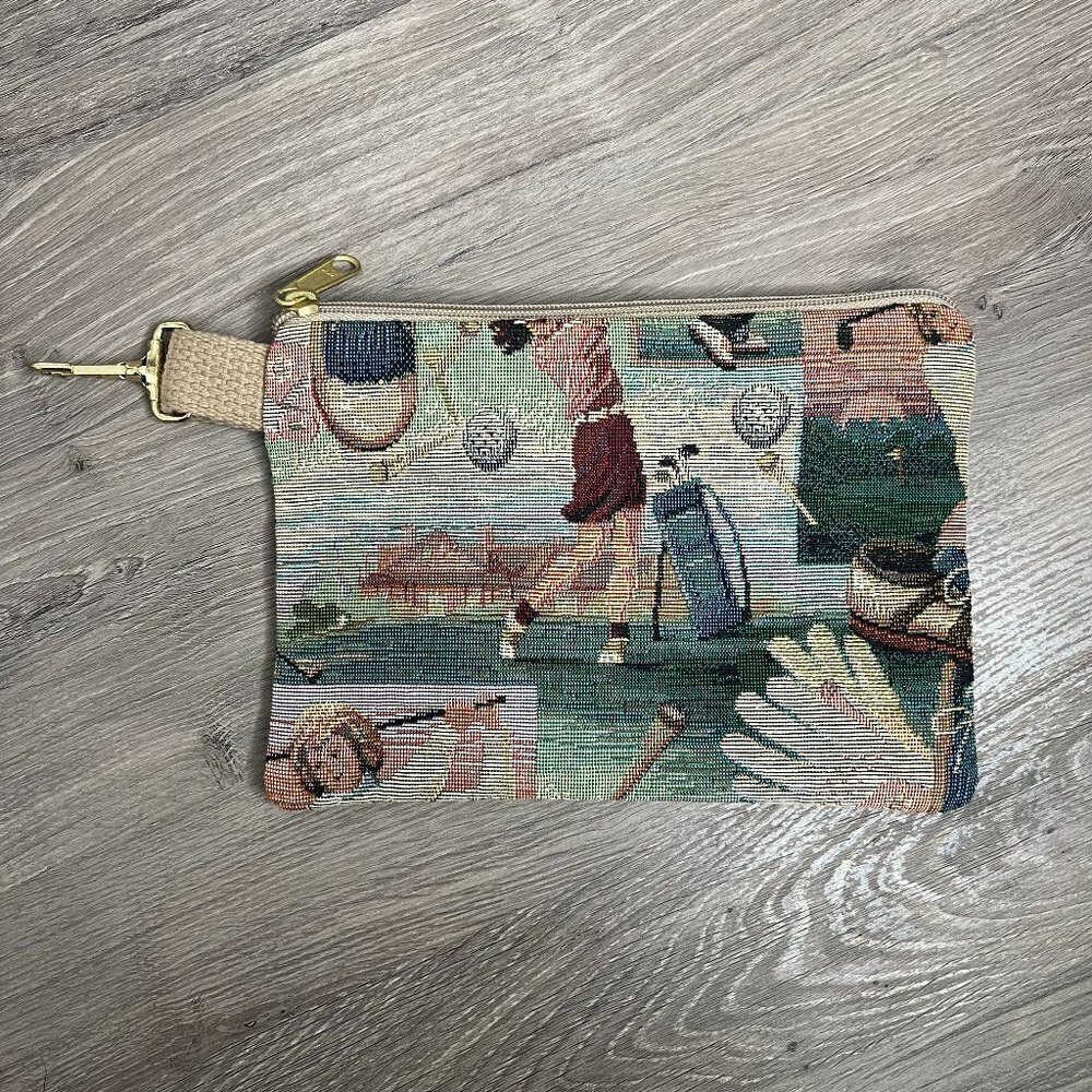 Vintage Woven Knitted Golf Golfer Carry All Purse Change Purse Wallet Clutch